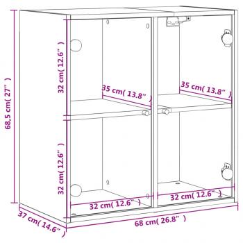 Wandschrank mit Glastüren Betongrau 68x37x68,5 cm