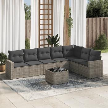 ARDEBO.de - 8-tlg. Garten-Sofagarnitur mit Kissen Grau Poly Rattan