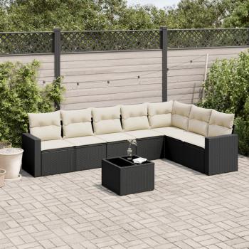 ARDEBO.de - 8-tlg. Garten-Sofagarnitur mit Kissen Schwarz Poly Rattan