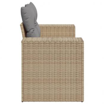 Gartensofa mit Kissen 2-Sitzer Beige Poly Rattan