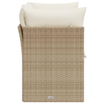 Gartensofa mit Kissen 2-Sitzer Beige Poly Rattan