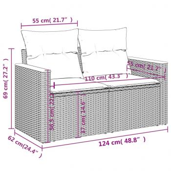 Gartensofa mit Kissen 2-Sitzer Beige Poly Rattan