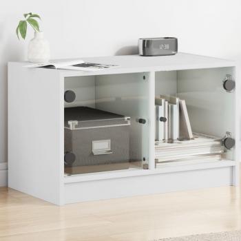 ARDEBO.de - TV-Schrank mit Glastüren Weiß 68x37x42 cm