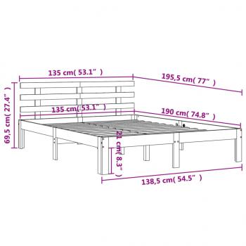 Massivholzbett ohne Matratze Wachsbraun 135x190 cm Kiefernholz