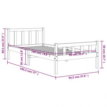 Massivholzbett ohne Matratze Wachsbraun 90x190 cm Kiefernholz