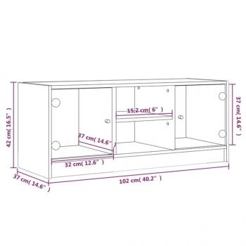 TV-Schrank mit Glastüren Grau Sonoma 102x37x42 cm