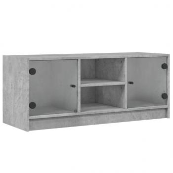 TV-Schrank mit Glastüren Betongrau 102x37x42 cm