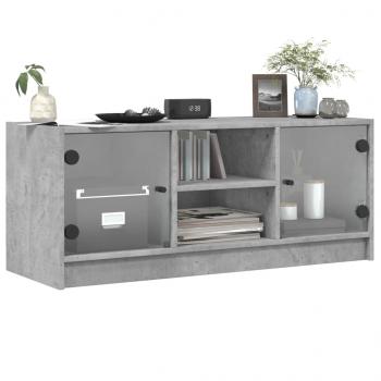 TV-Schrank mit Glastüren Betongrau 102x37x42 cm