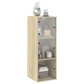 Wandschrank mit Glastüren Sonoma-Eiche 35x37x100 cm