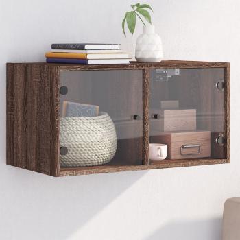 ARDEBO.de - Wandschrank mit Glastüren Braun Eichen-Optik 68,5x37x35 cm