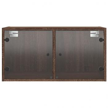 Wandschrank mit Glastüren Braun Eichen-Optik 68,5x37x35 cm