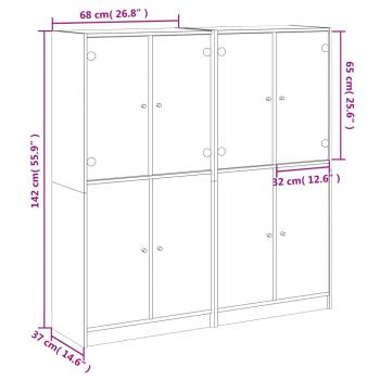 Bücherschrank mit Türen Räuchereiche 136x37x142cm Holzwerkstoff