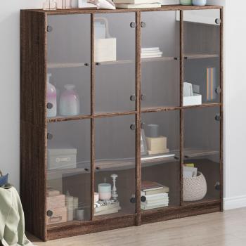 ARDEBO.de - Bücherschrank mit Türen Braun Eichen-Optik 136x37x142 cm