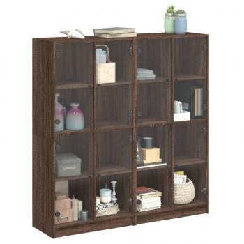 Bücherschrank mit Türen Braun Eichen-Optik 136x37x142 cm