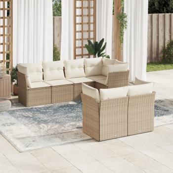 ARDEBO.de - 7-tlg. Garten-Sofagarnitur mit Kissen Beige Poly Rattan