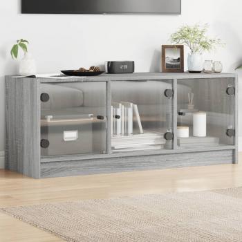 ARDEBO.de - TV-Schrank mit Glastüren Grau Sonoma 102x37x42 cm