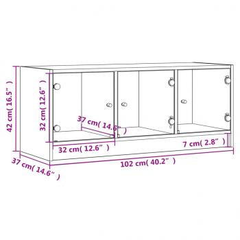 TV-Schrank mit Glastüren Grau Sonoma 102x37x42 cm