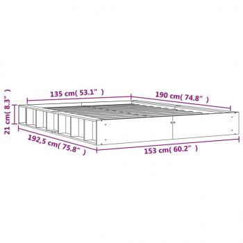 Massivholzbett ohne Matratze Wachsbraun 135x190 cm Kiefernholz