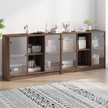 ARDEBO.de - Bücherschrank mit Türen Braun Eichen-Optik 204x37x75 cm