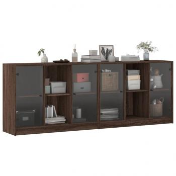 Bücherschrank mit Türen Braun Eichen-Optik 204x37x75 cm