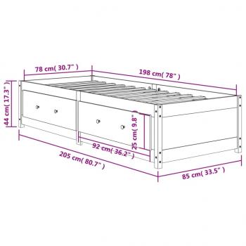 Tagesbett ohne Matratze Wachsbraun 80x200 cm Massivholz Kiefer