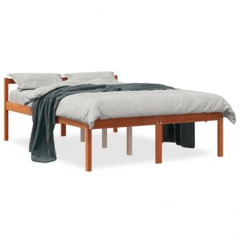 ARDEBO.de - Seniorenbett Wachsbraun 135x190 cm Massivholz Kiefer