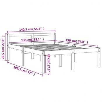 Seniorenbett Wachsbraun 135x190 cm Massivholz Kiefer