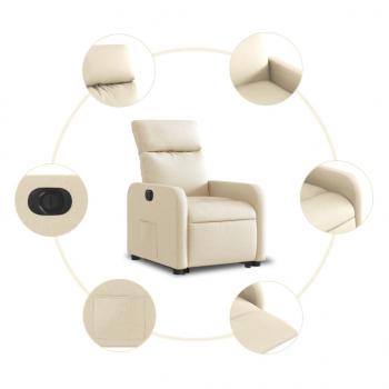 Relaxsessel mit Aufstehhilfe Elektrisch Creme Stoff