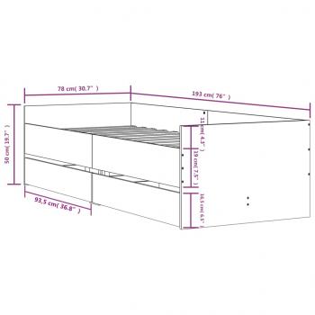 Bett mit Schubladen Braun Eiche-Optik 75x190 cm