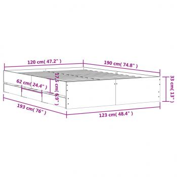 Bettgestell mit Schubladen Schwarz 120x190 cm Holzwerkstoff