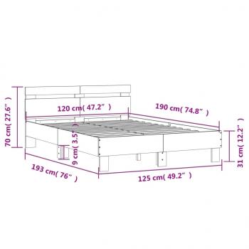 Bettgestell mit Kopfteil Sonoma-Eiche 120x190 cm Holzwerkstoff