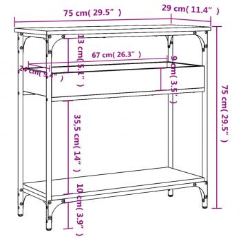 Konsolentisch mit Ablage Braun Eichen-Optik 75x29x75cm