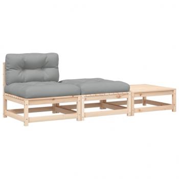 Gartensofa ohne Armlehnen mit Kissen und Hockern