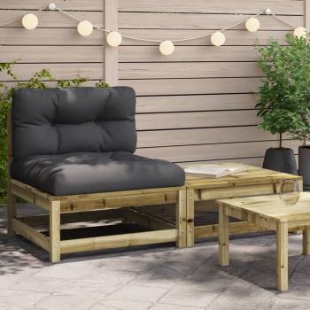 ARDEBO.de - Gartensofa ohne Armlehnen mit Kissen und Hocker