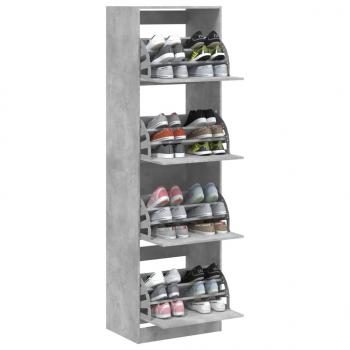 Schuhschrank mit 4 Klappen Betongrau 60x42x204 cm