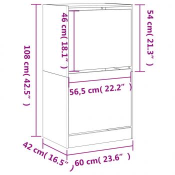 Schuhschrank mit 2 Klappen Betongrau 60x42x108 cm