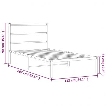 Bettgestell mit Kopfteil Metall Weiß 107x203 cm