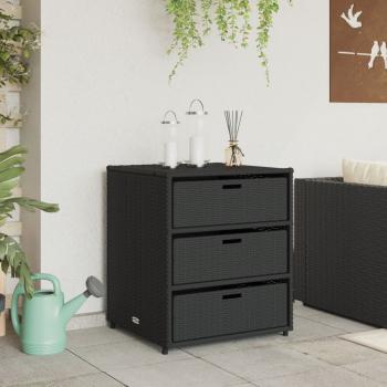 Gartenschrank Schwarz 55x59x69 cm Poly Rattan