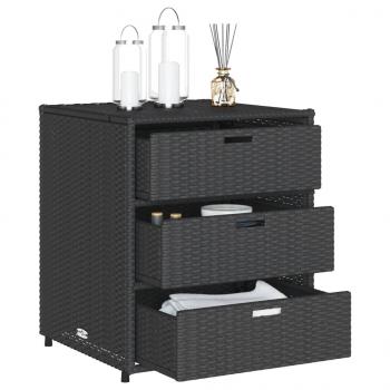 Gartenschrank Schwarz 55x59x69 cm Poly Rattan