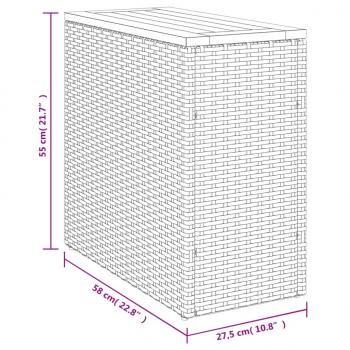 Garten-Beistelltisch Holzplatte Beige 58x27,5x55 cm Poly Rattan