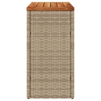 Garten-Beistelltisch Holzplatte Beige 58x27,5x55 cm Poly Rattan