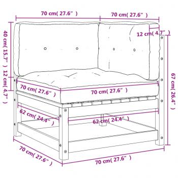 Garten-Ecksofa mit Kissen Wachsbraun Massivholz Kiefer