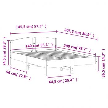 Massivholzbett ohne Matratze 140x200 cm Kiefernholz