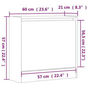 Schuhregal Braun Eichen-Optik 60x21x57 cm Holzwerkstoff