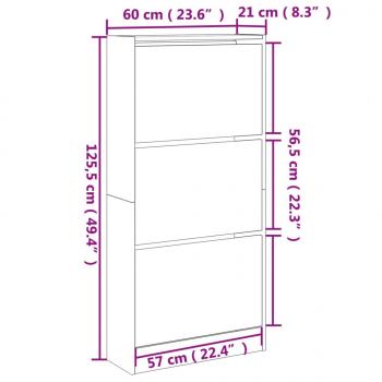 Schuhschrank Schwarz 60x21x125,5 cm Holzwerkstoff