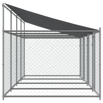 Hundezwinger mit Dach und Türen Grau 8x2x2 m Verzinkter Stahl