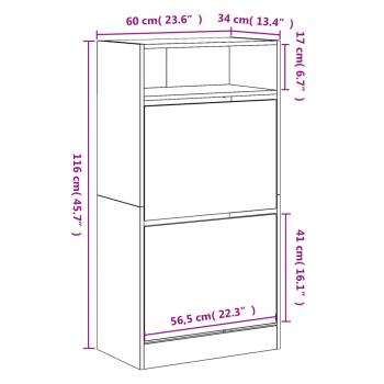 Schuhschrank Braun Eichen-Optik 60x34x116 cm Holzwerkstoff