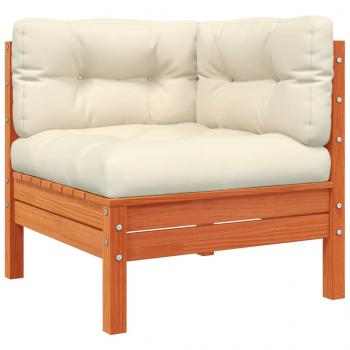 Garten-Ecksofa mit Kissen 2 Stk. Wachsbraun Massivholz Kiefer