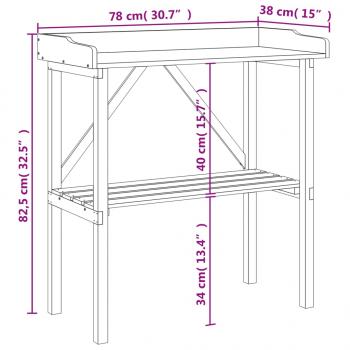 Pflanztisch mit Ablage Braun 78x38x82,5 cm Massivholz Tanne