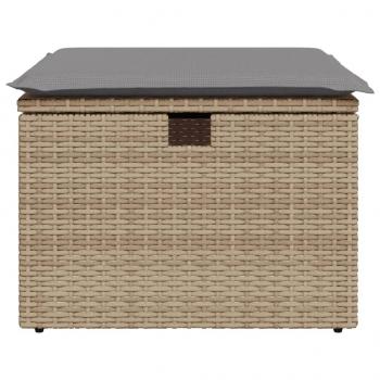 Gartenhocker mit Kissen Beige 55x55x37 cm Poly Rattan